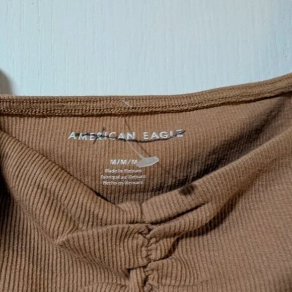 NEW AE | Ribbed Cinch-Front Flutter Sleeve Tee - Picture 5 of 8